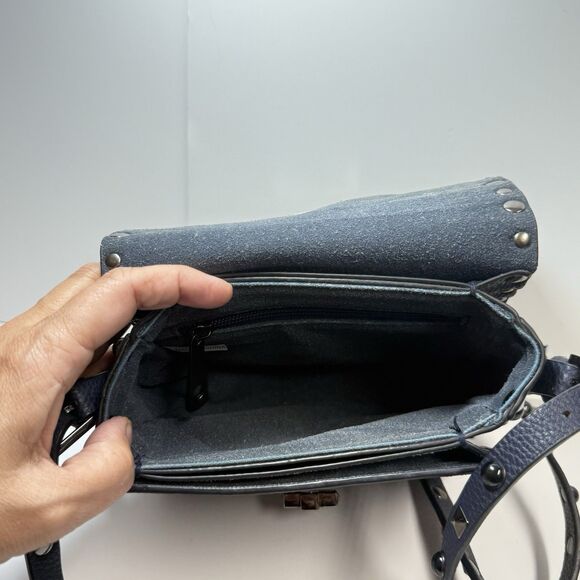 Studded Navy Faux Leather Crossbody Bag - Picture 9 of 10